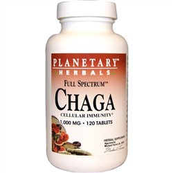 Planetary Herbals, Full Spectrum, чага, 1000 мг, 120 таблеток