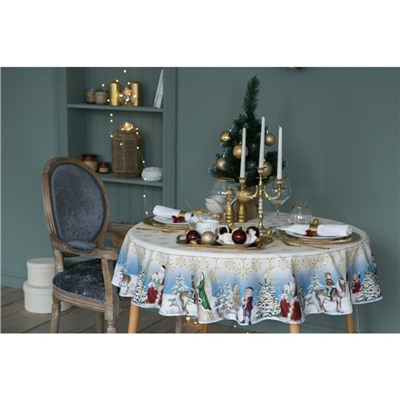 Скатерть новогодняя «Этель» Christmas time, d=220 см ±3 см с ГМВО, 100% хлопок, саржа 190 г/м²