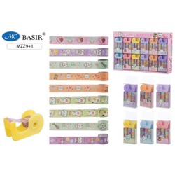 Набор клейкой ленты 9 шт. декоративная асcорти + диспенсер "КОШКИ .ЛАПКИ" MZZ9+1 Basir