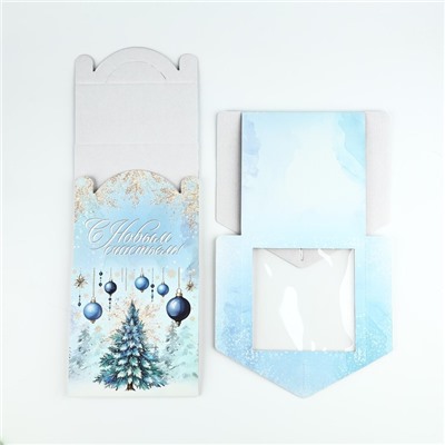 Коробка кондитерская новогодняя с окном, сундук, «Ёлочка», 20×20×20 см