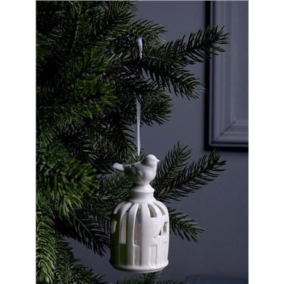 Подвеска светодиодная «Птичка», 5.8×5.8×11 см, 1 LED, керамика, от батареек LR44×2, свечение тёплое белое