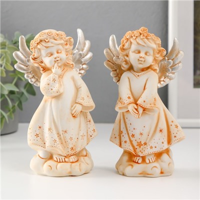 Фигурка полистоун «Ангел в звёздном платье и венке с серебристыми крыльями», 15.3 см, МИКС