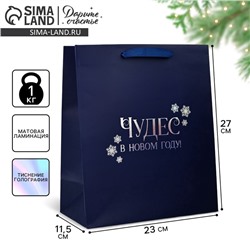 Пакет подарочный новогодний «Чудес в Новом году», голография, ML 23×11.5×27 см