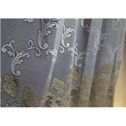 347991/250, высота 250 см, класс ЛЮКС с эффектом аппликации, белоснежный цвет,  снизу вышивка из пряжи  кремово-золотистого цвета