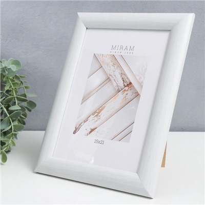 Фоторамка для фото 15×21 см «МИРАМ», пластик, белый, (пластиковый экран)