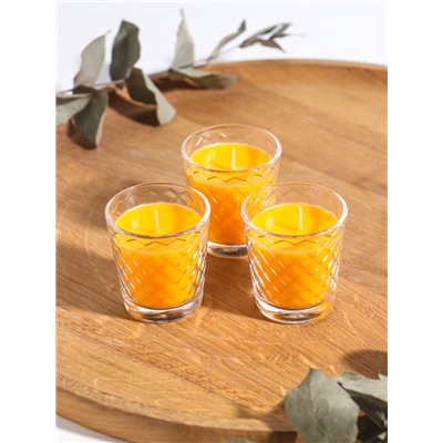 Ароматическая свеча в стакане, набор 3 шт., по 50 мл, 10 ч, 32 г, цитрус-грейпфрут