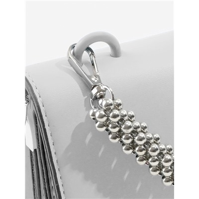 Ручка для сумки, шнур из бусин, 28 см, цвет серебряный