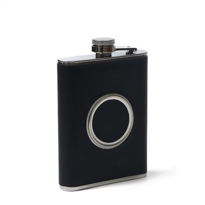 Фляжка Мастер К, 240 мл, со складным стаканом 50 мл, нержавеющая сталь, чёрная