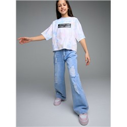 Брюки текстильные джинсовые для девочек