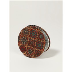 Зеркало складное «Орнамент», d=7.2 см, с увеличением х2, коричневое/оранжевое