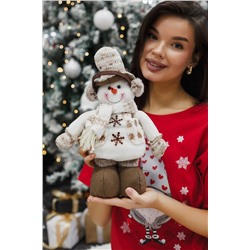 Игрушка новогодняя с выдвижными ногами Снеговик в наушниках в шляпе НАТАЛИ, 1224714