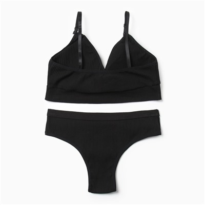 Комплект нижнего белья женский (топ, трусы) Collorista, чёрный, размер 42-44