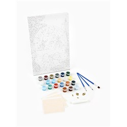 Картина по номерам на новый год на холсте с подрамником и поталью «Снежный шар», 20×30 см