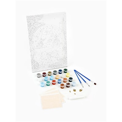 Картина по номерам на новый год на холсте с подрамником и поталью «Снежный шар», 20×30 см