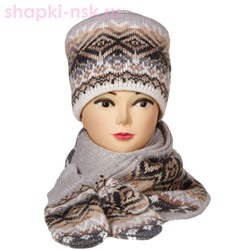 Кубанка тройка Комплект женская (шапка+шарф+варежки) (56-58)