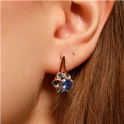 Серьги цветы ювелирная бижутерия коллекция "Дубай" покрытие позолота, вставка: фианиты, цвет: синий, арт.314.267
