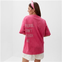 Футболка женская из вареного хлопка Mist Don't touch me, размер 50-52, розовая