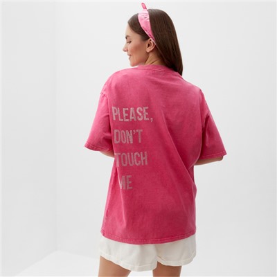 Футболка женская из вареного хлопка Mist Don't touch me, размер 50-52, розовая