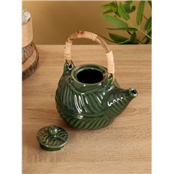 Набор чайный «Флора 2», чайник, 2 кружки, 27×26×16 см, керамика, зелёный