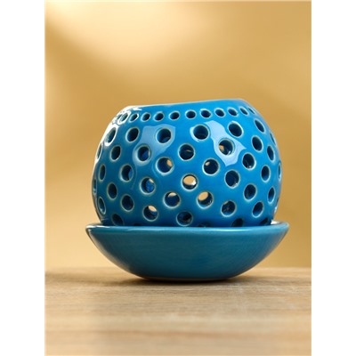 Подсвечник «Шар», 9.5×9.5×9 см, керамика, голубой