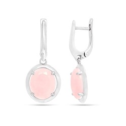 Серьги из серебра розовый кварц, Ю-200М48
