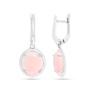 Серьги из серебра розовый кварц, Ю-200М48