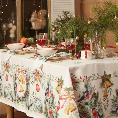Скатерть новогодняя «Этель» Christmas bells, 150×110±2 см с ГМВО, 100% хлопок, саржа 190 г/м²