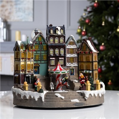 Светодиодная фигура «Новогодняя площадь» 30×26.5×20 см, полистоун, от батареек ААх3, USB, свечение мульти