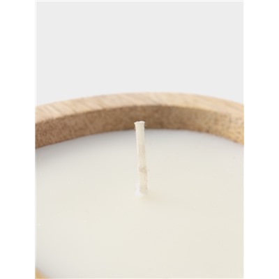 Свеча в деревянной чаше, парафин и соевый воск, 20×13×5.5 см