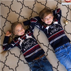 Свитер вязаный новогодний детский KAFTAN Family look, размер 32 (110-116 см), синий