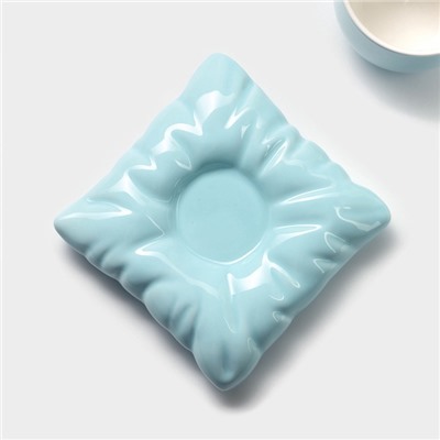 Чайная пара «Зефирка», 3 предмета: чашка 250 мл, блюдце d=13.7 см, ложка, керамика, голубая