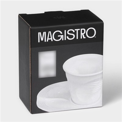 Кофейная пара фарфоровая Magistro «Бланш», 2 предмета: чашка 80 мл, блюдце 13×10.5 см