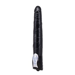 Чёрный вибромассажер Long John Realistic Thrusting Vibrator с функцией толкания - 20 см.