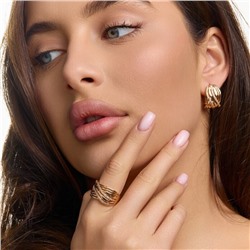 Комплект ювелирной бижутерии коллекция "Дубай" серьги и кольцо 19 р, покрытие позолота, вставка: цирконы, цвет: прозрачный, арт.313.438-19