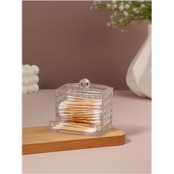 Органайзер для ватных палочек, с крышкой, 8.8×7.5×8 см, прозрачный