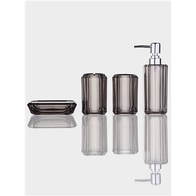 Набор для ванной "Кристалл" 4 предмета (дозатор, 2 стакана, мыльница)