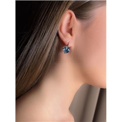Серьги из серебра с кристаллами Swarovski Голубой родированные 925 пробы с-017-202