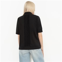 Водолазка комбинированная с кружевом, Фирменное приветствие (черная, со вставкой)