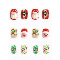 Детские накладные ногти на новый год «Дед мороз и ёлочка», 12 шт.