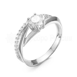 Кольцо из серебра с фианитами родированное 925 пробы 310054