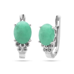 Серьги из серебра изумруд, SL-RIC2