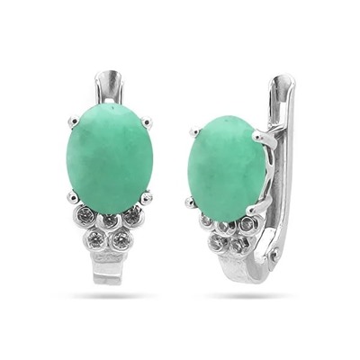 Серьги из серебра изумруд, SL-RIC2