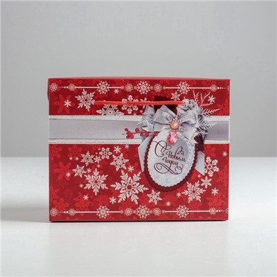 Пакет - коробка подарочный «С Новым годом!», 23×18×11 см