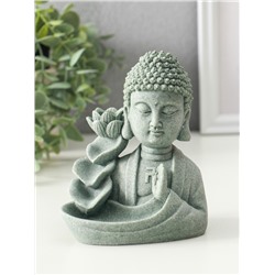 Подставка для благовоний «Будда и фонтан с лотосом», песчаник, стелющийся дым, 7×10.5×13 см