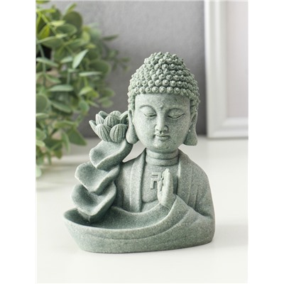Подставка для благовоний «Будда и фонтан с лотосом», песчаник, стелющийся дым, 7×10.5×13 см