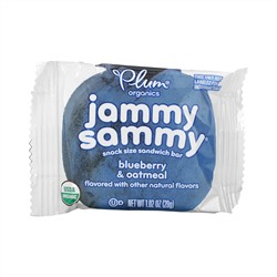 Plum Organics, Jammy Sammy, для детей от 15 месяцев, голубика и овсянка, 5 батончиков по 29 г (1,02 унции) каждый