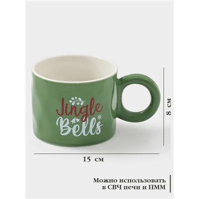 УЦЕНКА Кружка новогодняя «Ёлочка», 300 мл, 15×9.6×8 см, керамика, зелёная