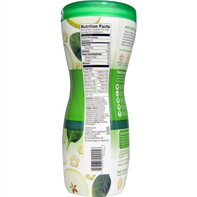 Plum Organics, Super Puffs, органические колечки из овощей, фруктов и злаков, шпинат и яблоко, 42 г (1,5 унции)