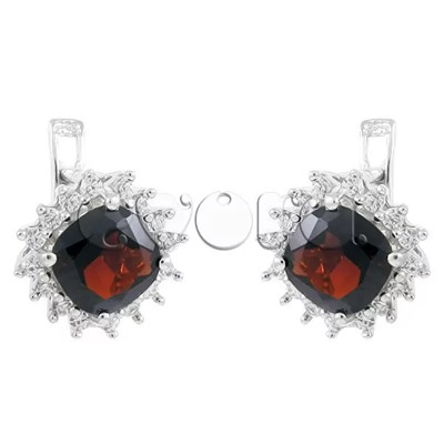 Серьги из серебра гранат, Арника