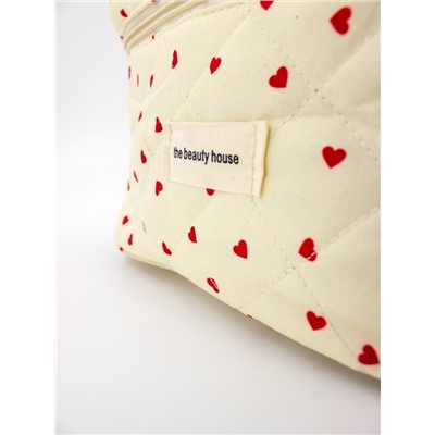 “‣”  COSMETIC BAG - КОСМЕТИЧКА ТКАНЕВАЯ "LOVE" В КРАСНОЙ ГАММЕ